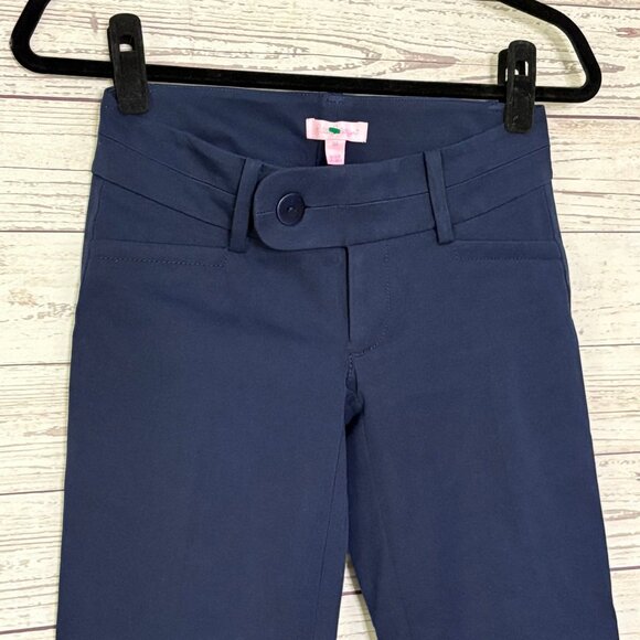 Lilly Pulitzer Navy Two Way Stretch Luxury Capri Low Rise Size 00 - Picture 3 of 7